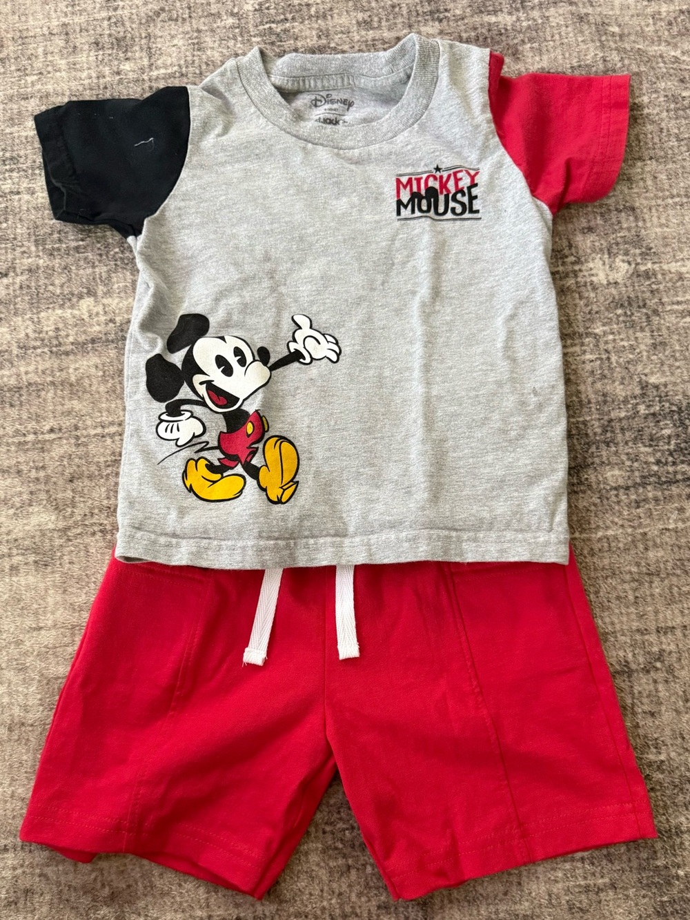Disney Mickey Mouse Gray, Red & Black Kids Pajama Set